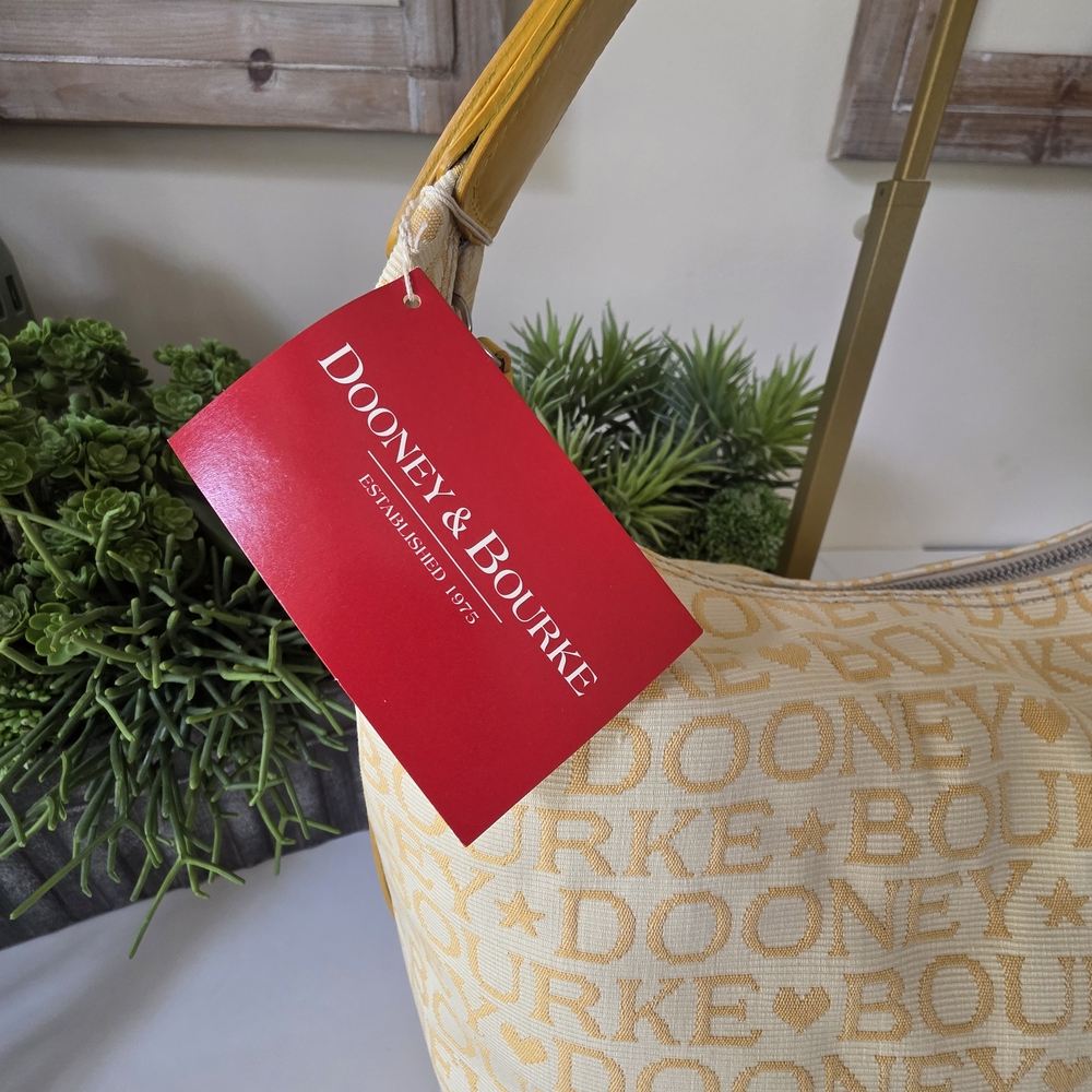 Dooney & Bourke Large Bucket Bag Sunflower Logo Canvas Leather Trim- New - Picture 5 of 16